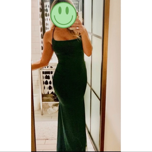 Windsor mermaid gown ruched hunter emerald green - Picture 2 of 4